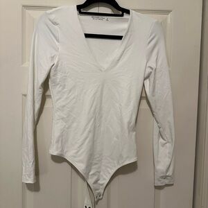 Abercrombie & Fitch Classic White Long Sleeve Bodysuit